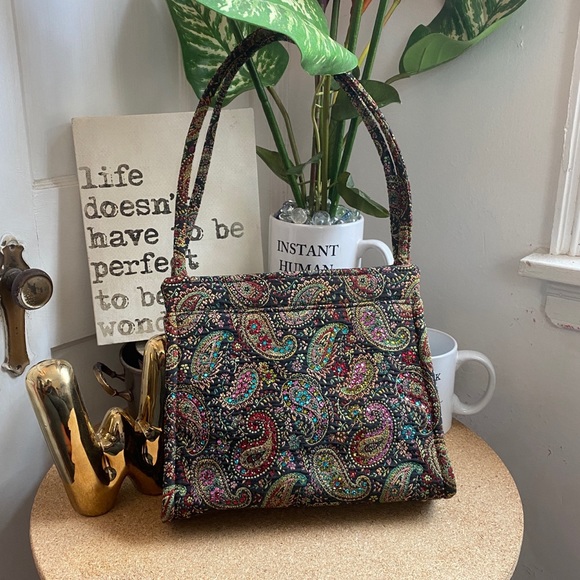 Vintage Paisley Diamanté Handbag - Picture 2 of 2